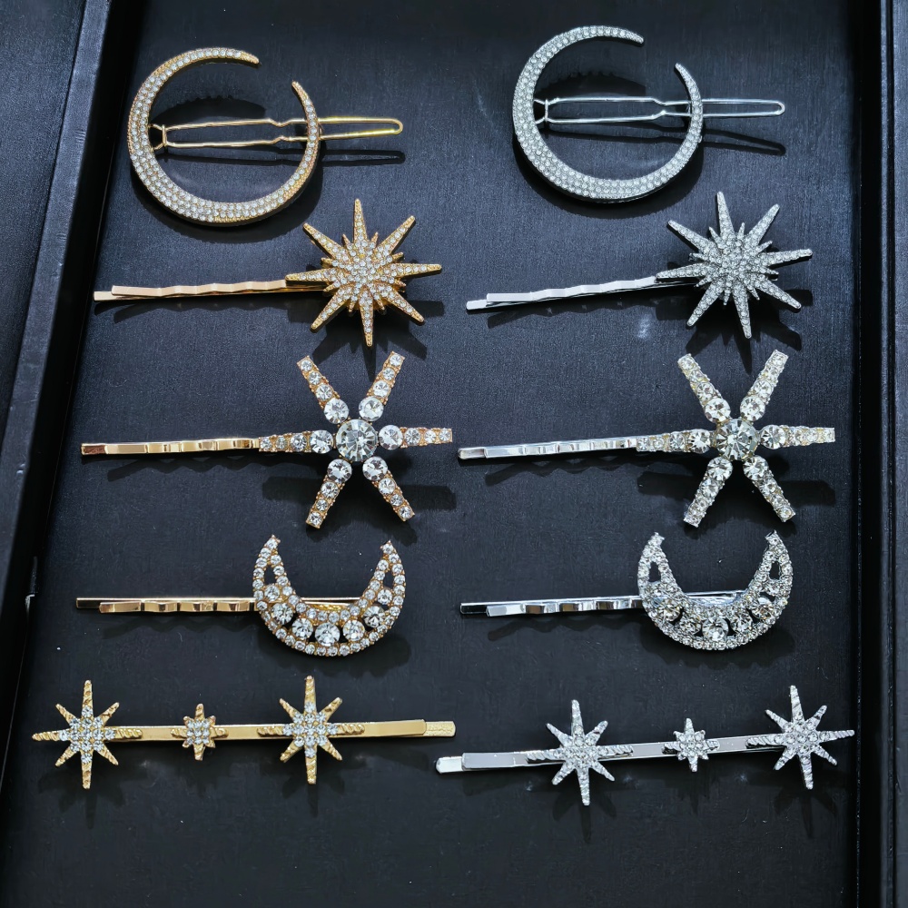 Hair Bundles - 3/4 Pcs Set Crystal Star Hairpins