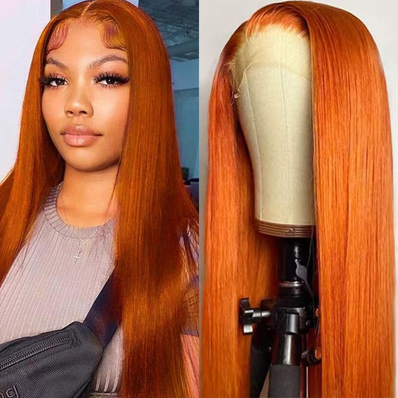 34 Inch Orange Ginger Lace Fro - đánh giá và giá Glueless Wear And Go Human Hair Wig